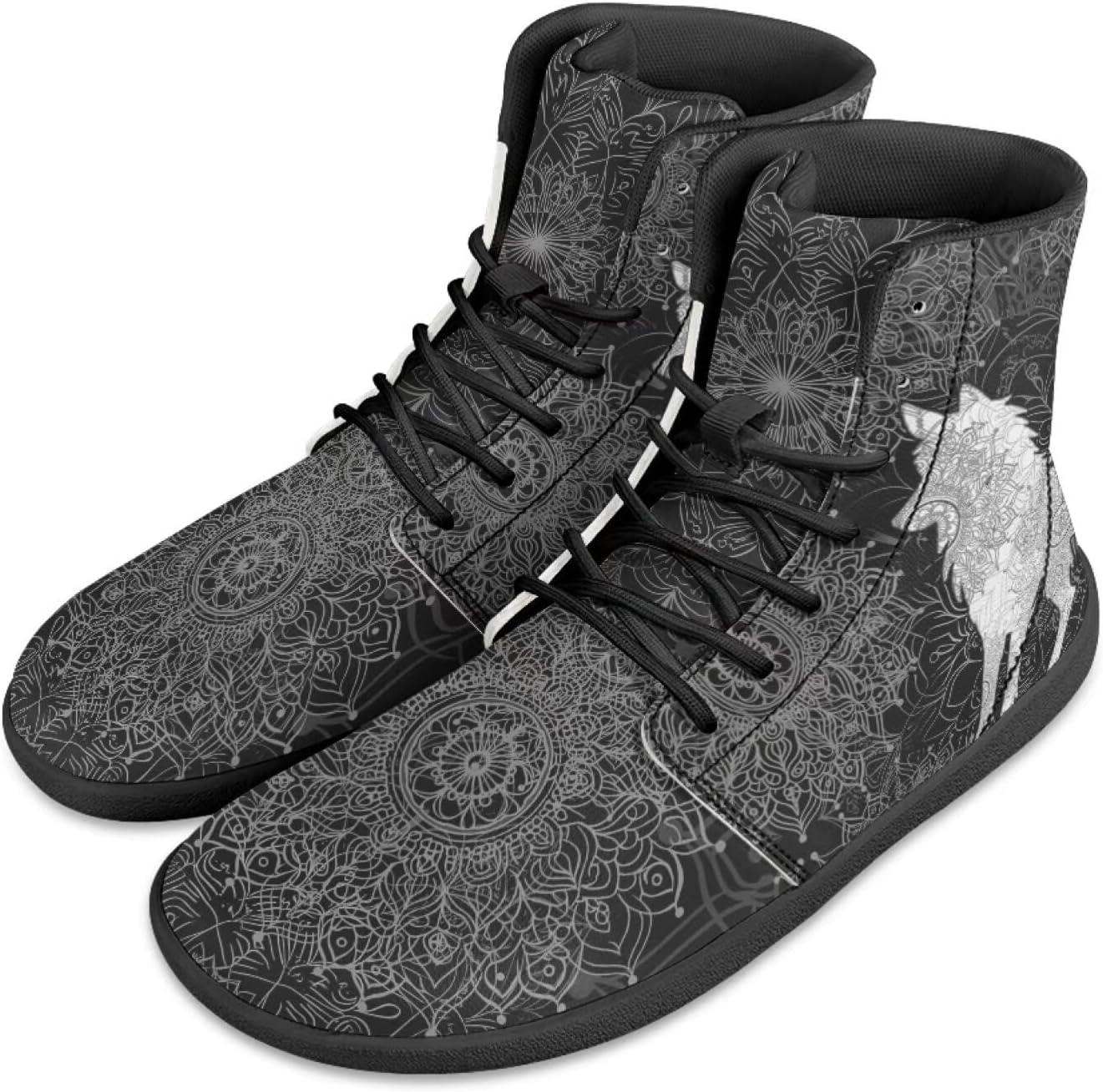 Мужские сандалии Howilath Boho Mandala с животным принтом, обувь, кроссовки с широкой носочной частью, высокие кеды, минималистичные кроссовки с нулевым перепадом, серый — фото 4