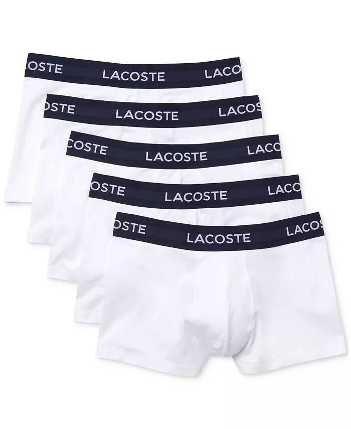 

Комплект из 5 мужских трусов-боксеров Regular-Fit Stretch с логотипом на резинке Lacoste, белый