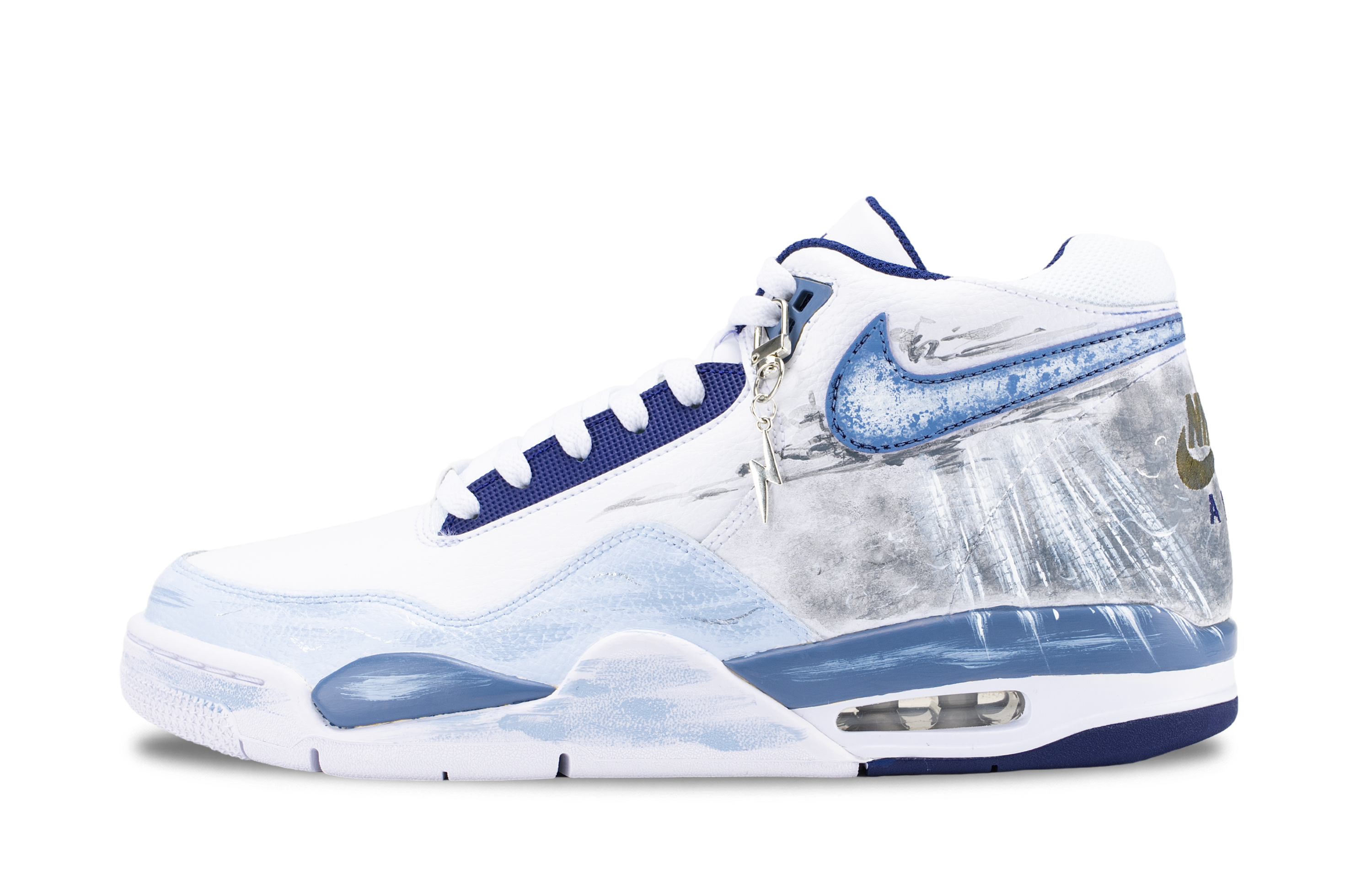 Nike Кроссовки баскетбольные мужские Flight Legacy Ice Crystal Realm Mid top Vintage бело-голубые — фото 3
