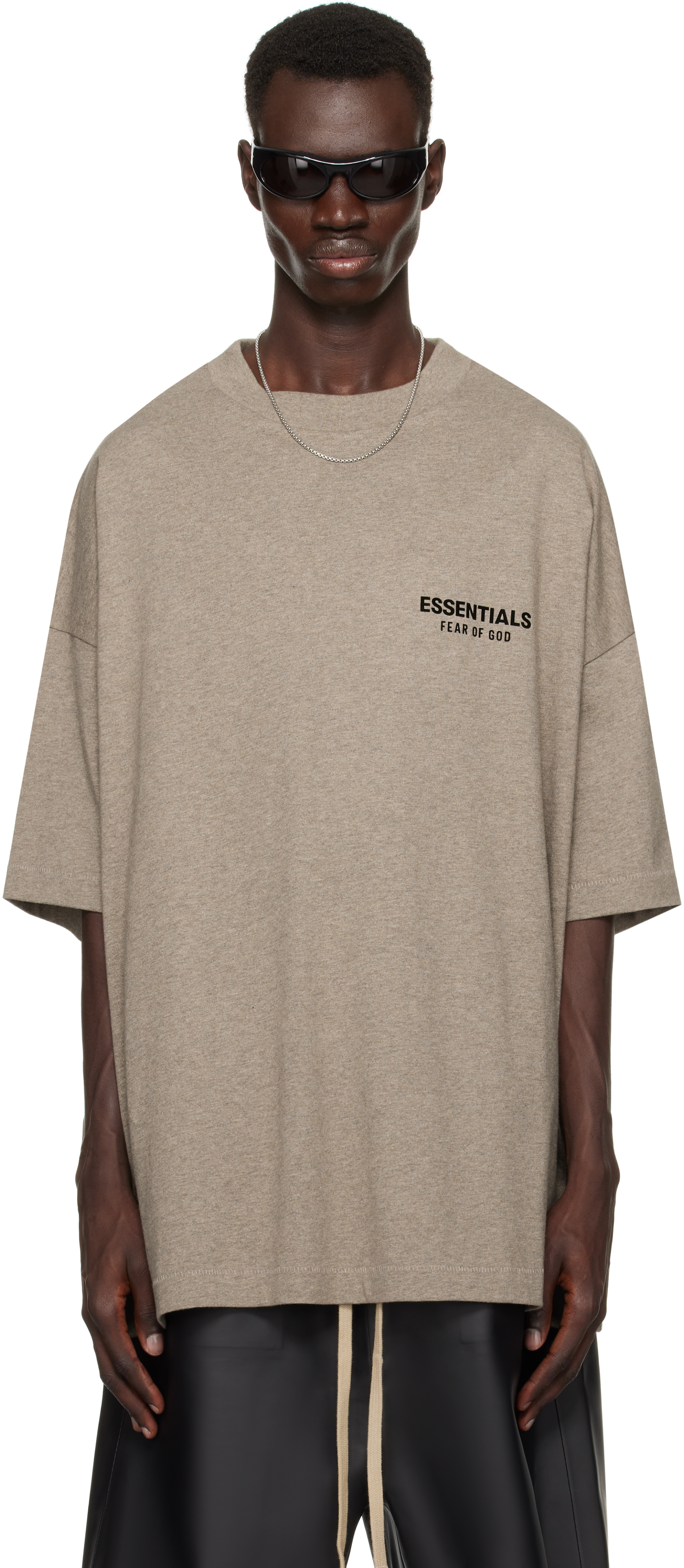 

Футболка Fear of God EENTIAL серая с круглым вырезом из джерси Fear of God ESSENTIALS, Heather gray
