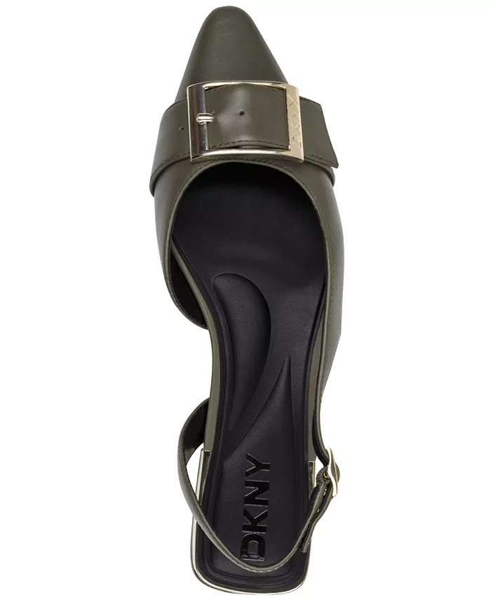Женские балетки Clemma Buckle Slingback DKNY, зеленый — фото 4