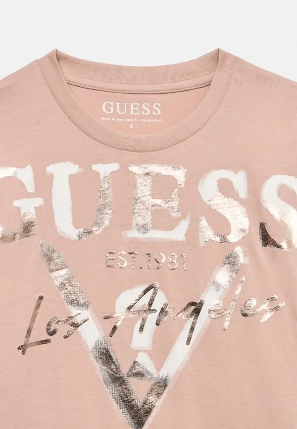 Детская футболка свободного кроя с принтом Guess, Dolly Pink — фото 4