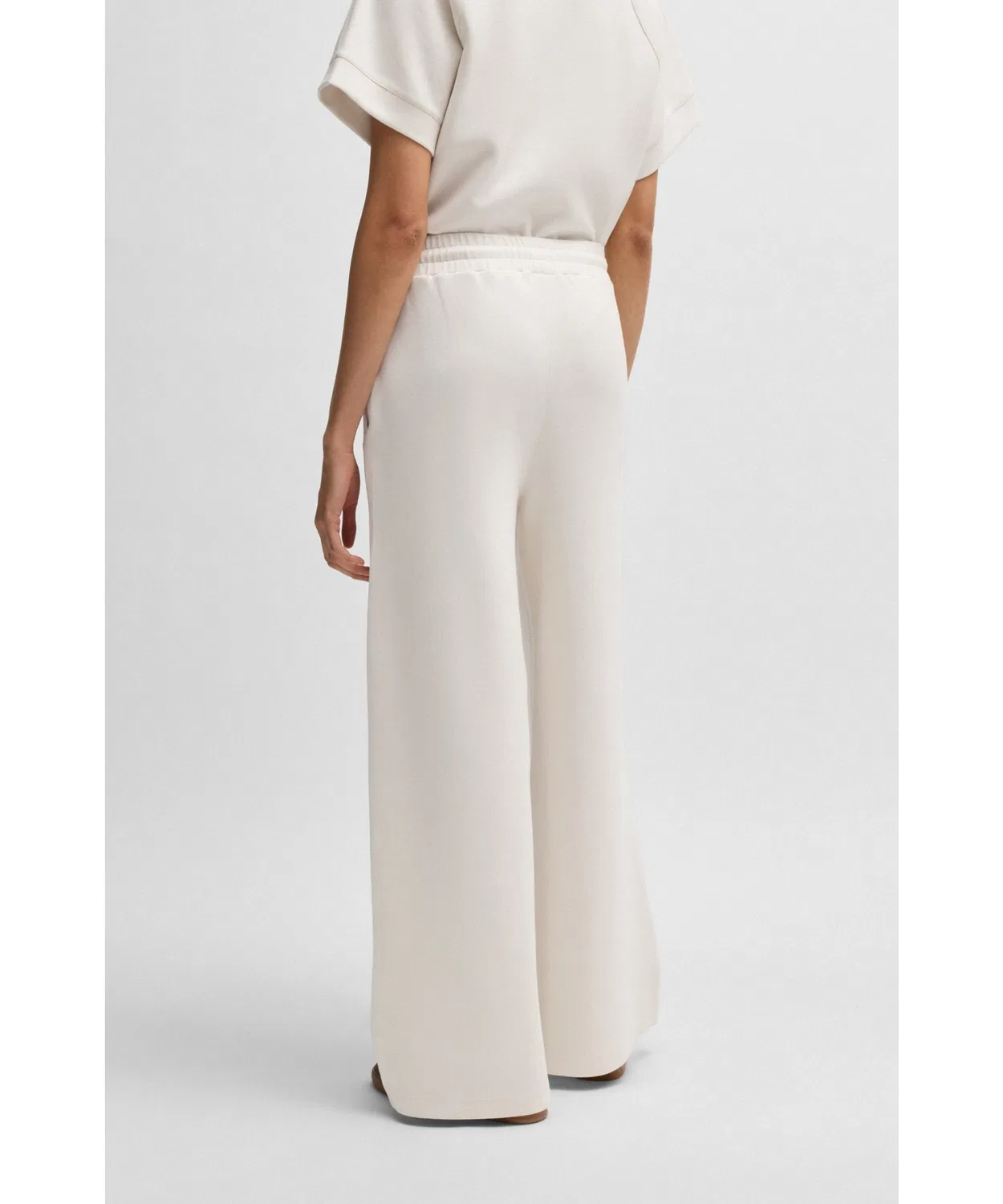 Широкие спортивные брюки BOSS Womenswear из стрейч-фабрика, белый — фото 3