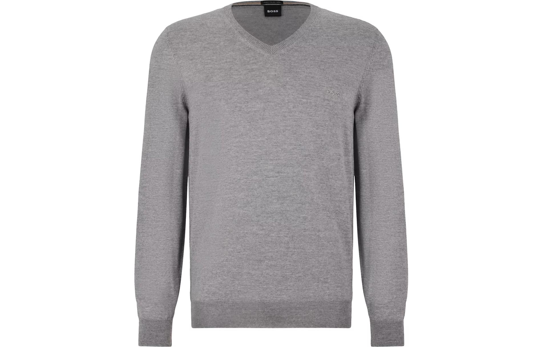 

Босс свитер из шерсти с V-образным вырезом HUGO BOSS, серый