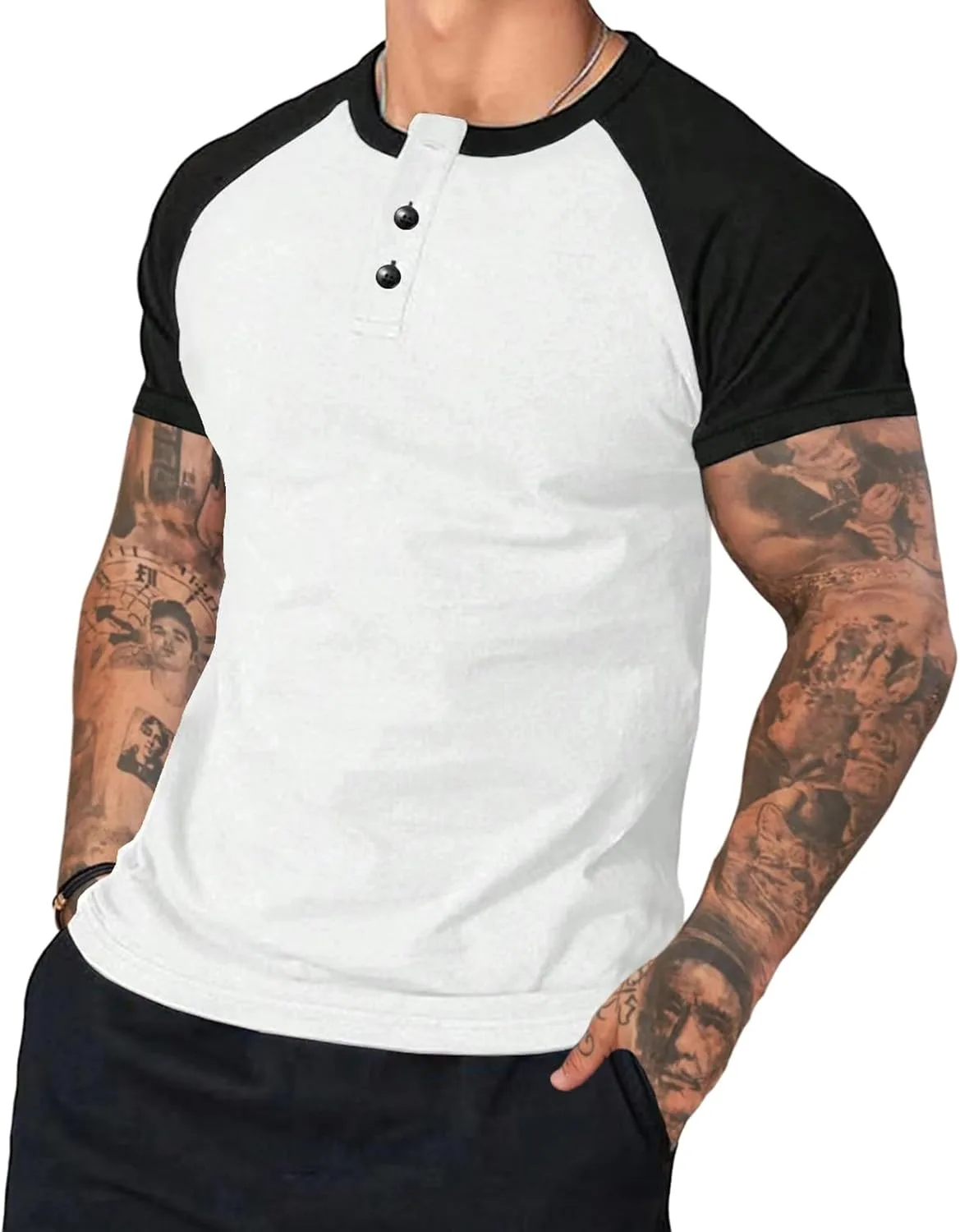 

Мужская футболка хенли с длинным рукавом Color Block Slim Fit MBDWWLC