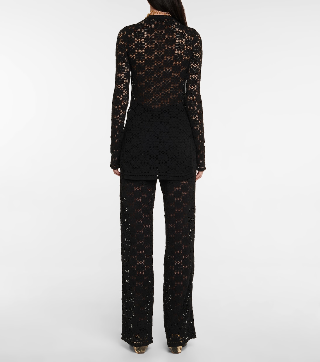 Топ из хлопка с вышивкой в технике макраме Jil Sander, черный — фото 3