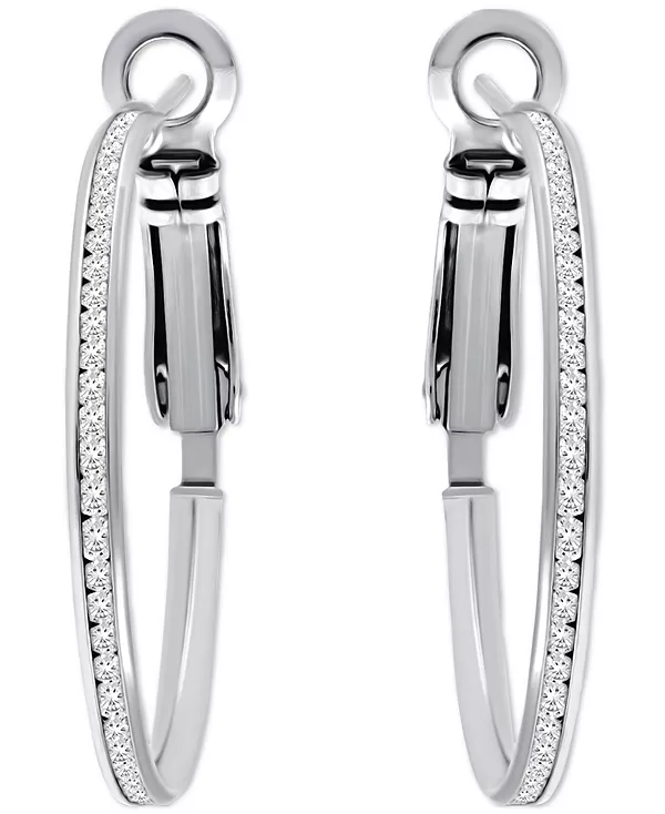 

Серьги-Кольца среднего размера с кубическим цирконием в канальной оправе, 1,18 дюйма, эксклюзивно в Macy's Giani Bernini, silver