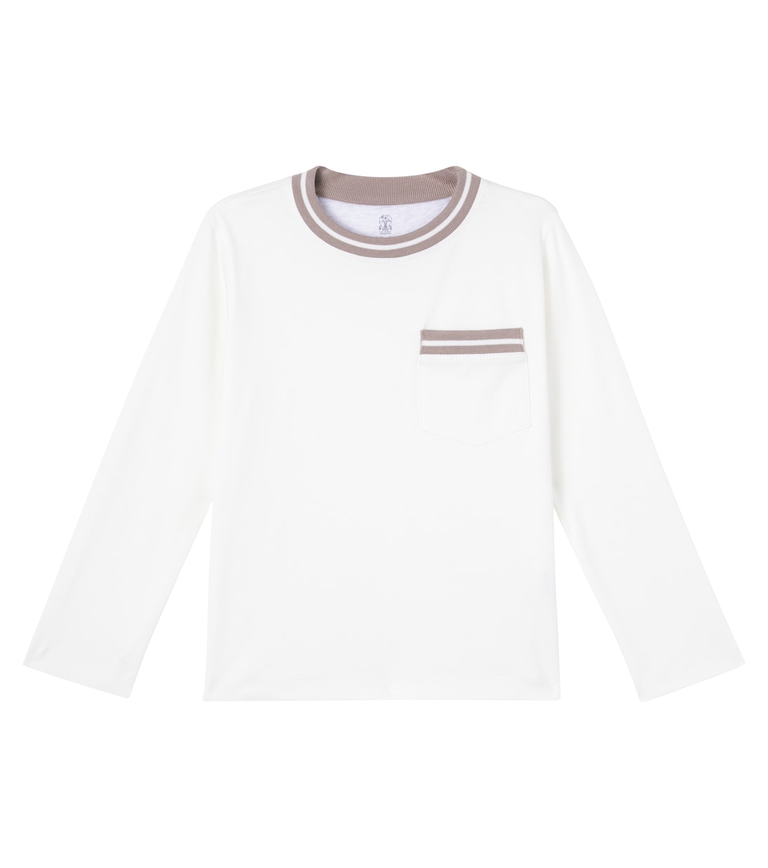 

Футболка из хлопчатобумажной ткани в рубчик Brunello Cucinelli Kids, Off White+Corteccia