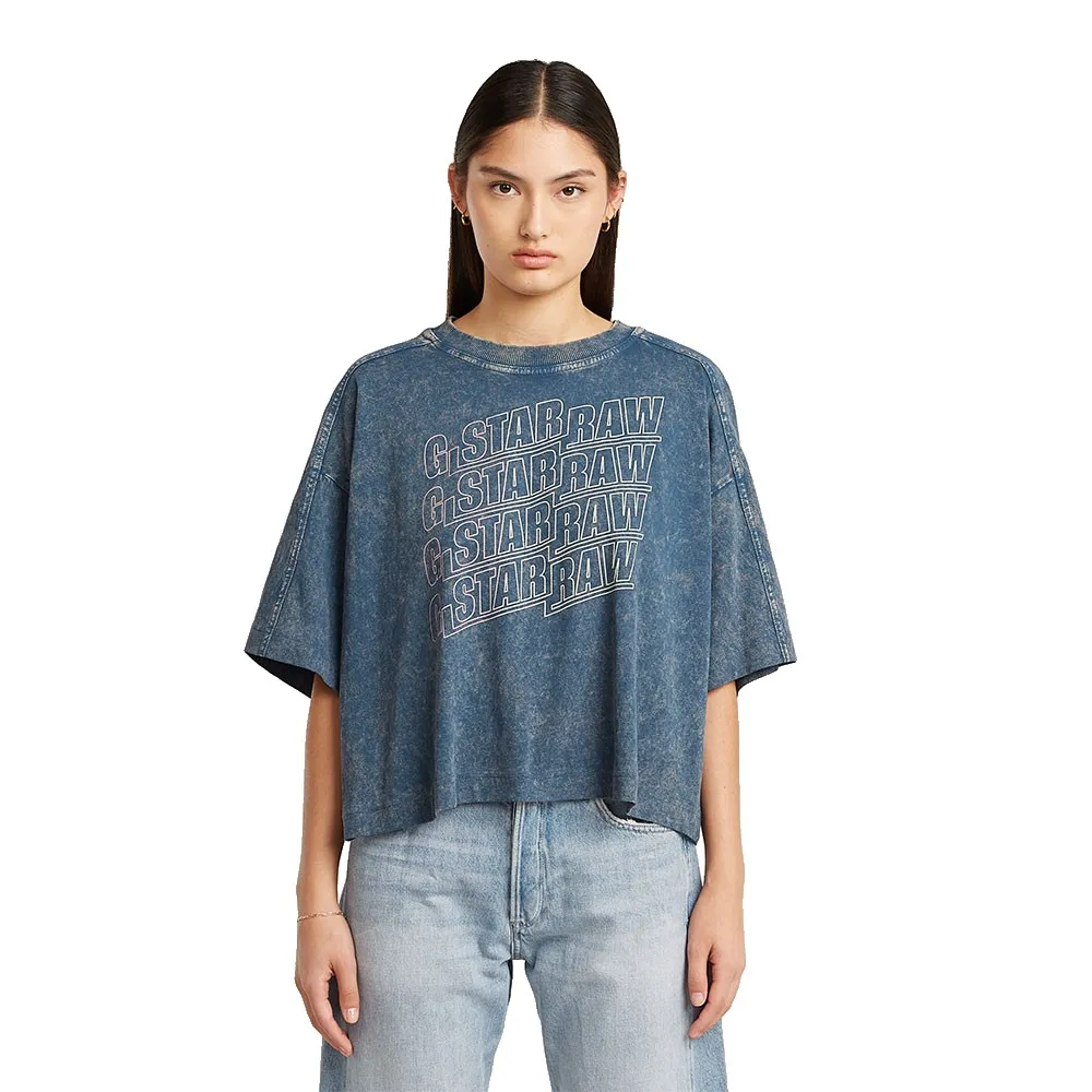 

Футболка с коротким рукавом G-Star Washed Multi Logo Oversized, синий