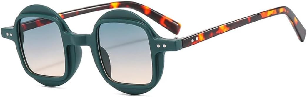 

Модные круглые женские солнцезащитные очки в стиле ретро-панк с прозрачными градиентными линзами, защита от УФ-излучения UV400, мужские очки с заклепками, двухцветные UUPTTPL, Green Green Tea