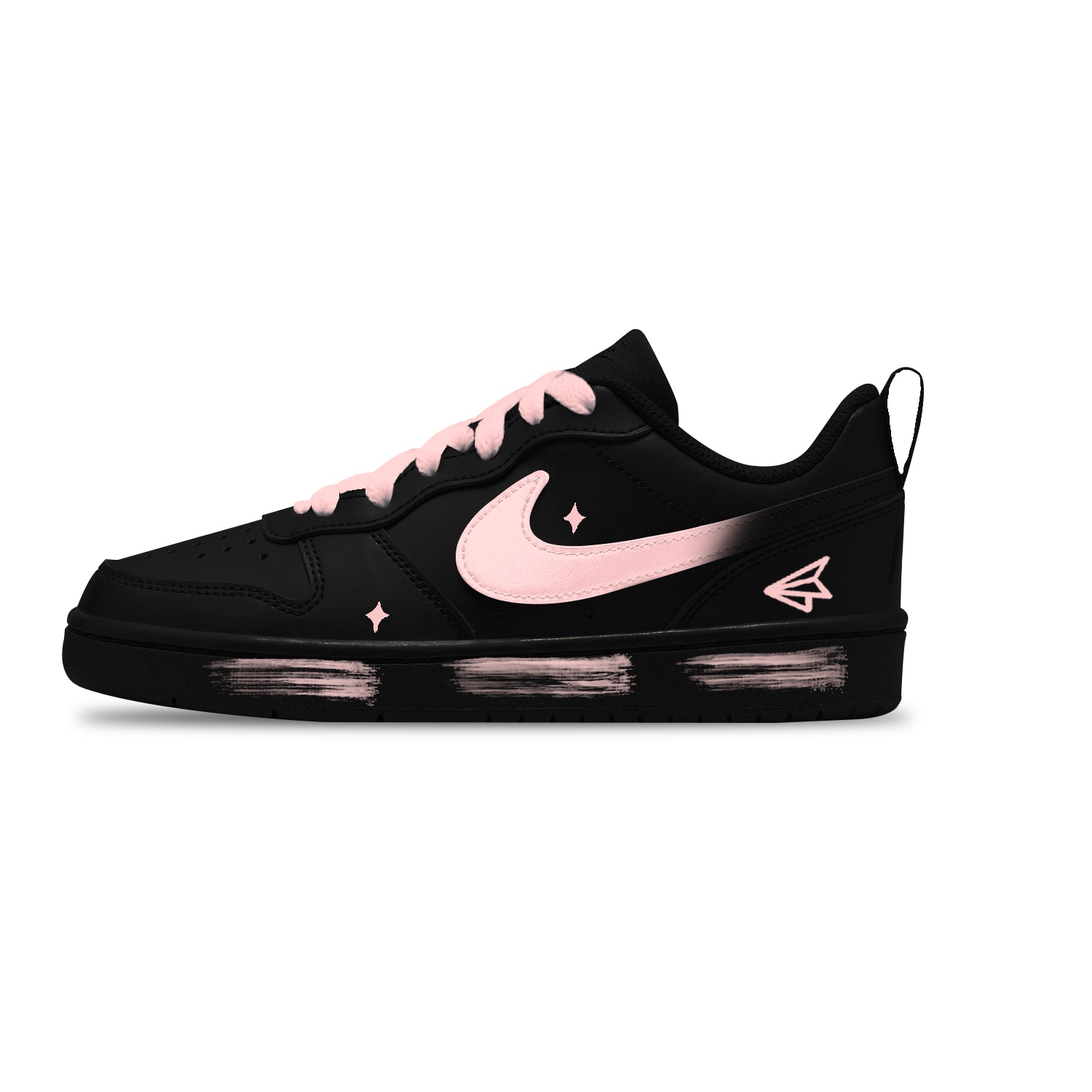 

Кроссовки для скейтбординга Court Borough Pink Plane Slip Resistant Abrasion Resistant низкие детские Unisex Nike, черный
