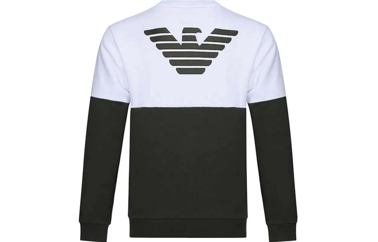 Свитшот мужской White Green Multicolor с круглым вырезом, средней посадки, Regular EMPORIO ARMANI — фото 3