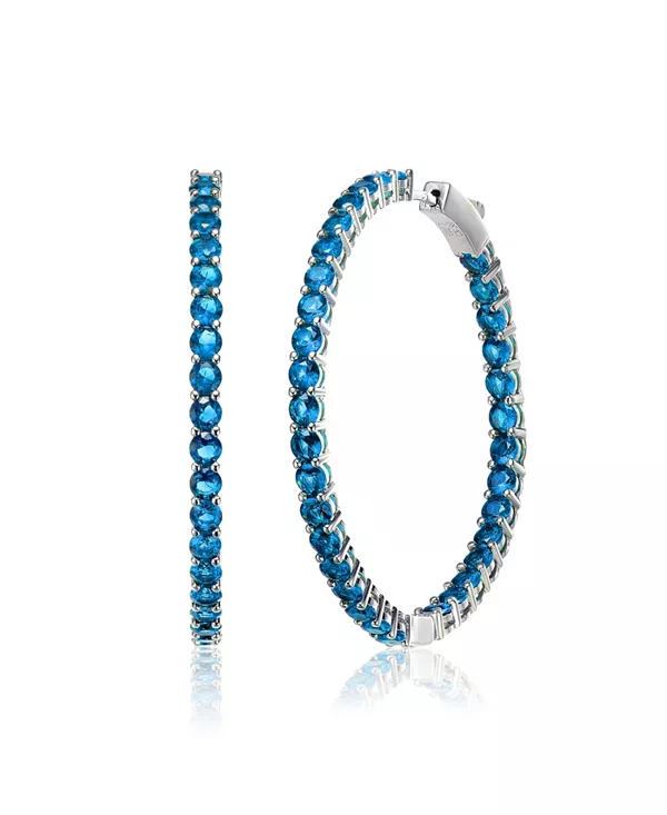 

Большие серьги-кольца с цветными кубическими цирконами Rachel Glauber, blue