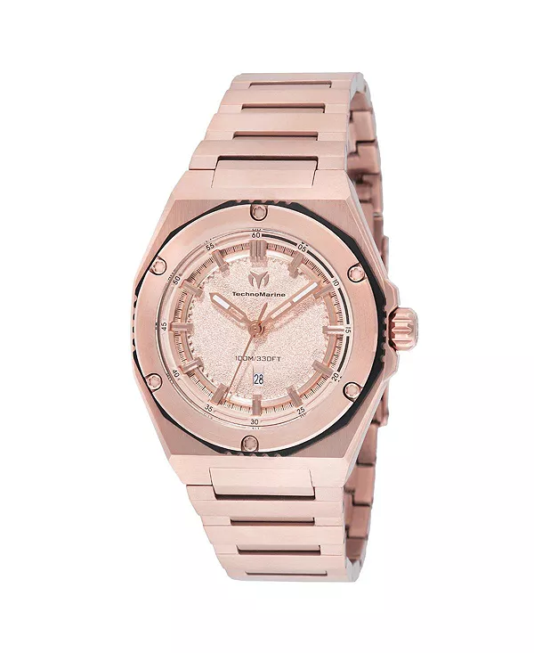 

Женские часы tm-416058 с циферблатом из розового золота и коралловым кварцем Technomarine, gold