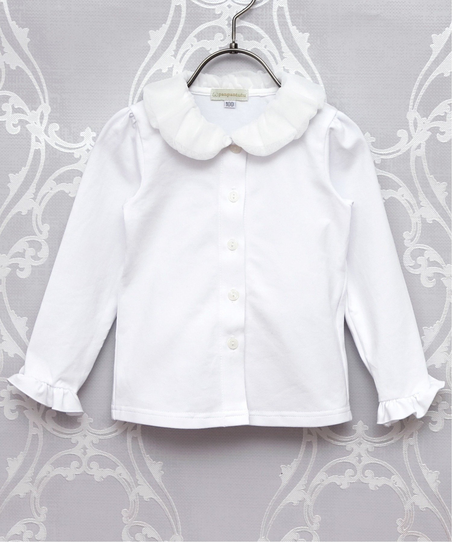 Блузка с пышным воротником (80-130 см) Panpantutu, white