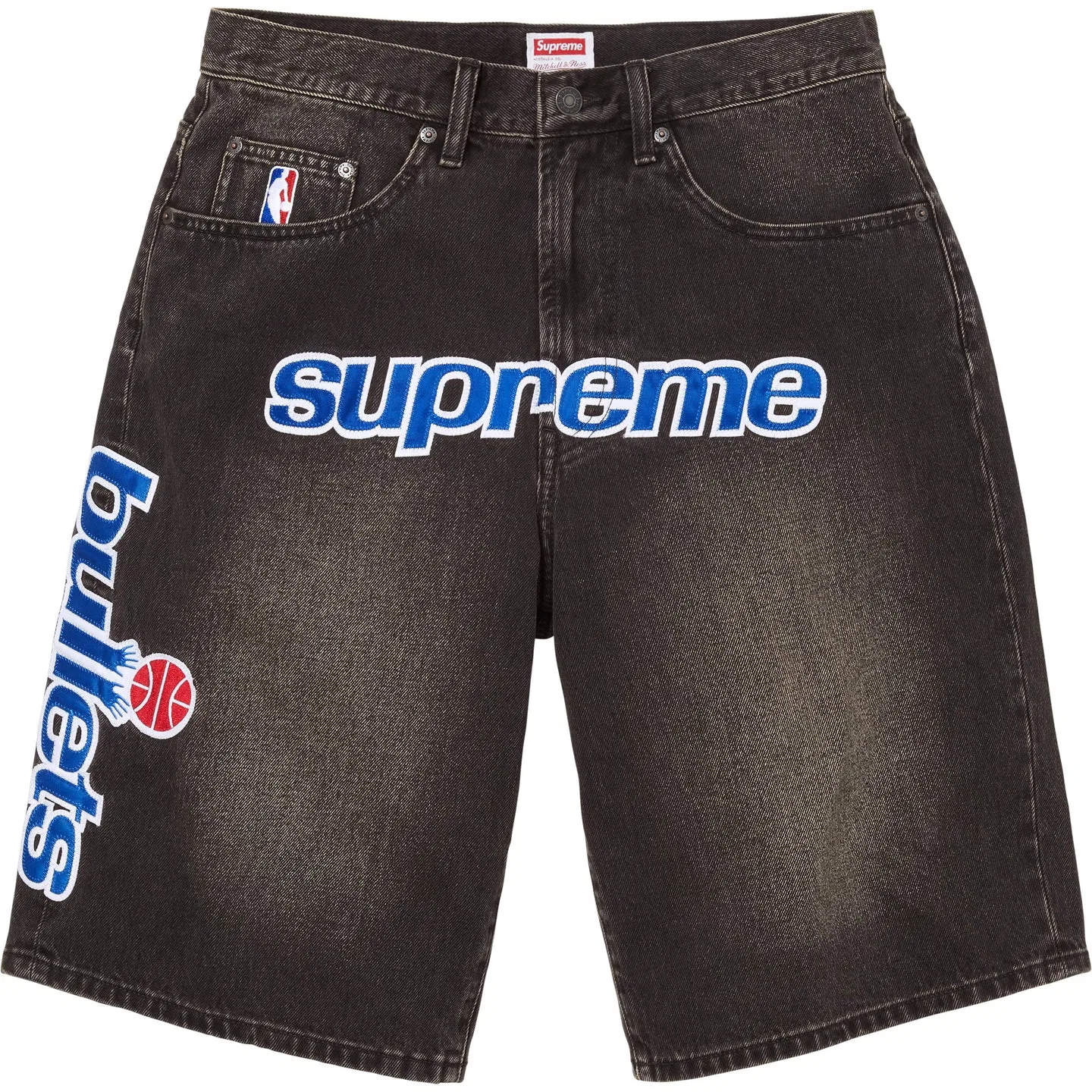 Джинсовые шорты Supreme X Mitchell Ness Washed Black