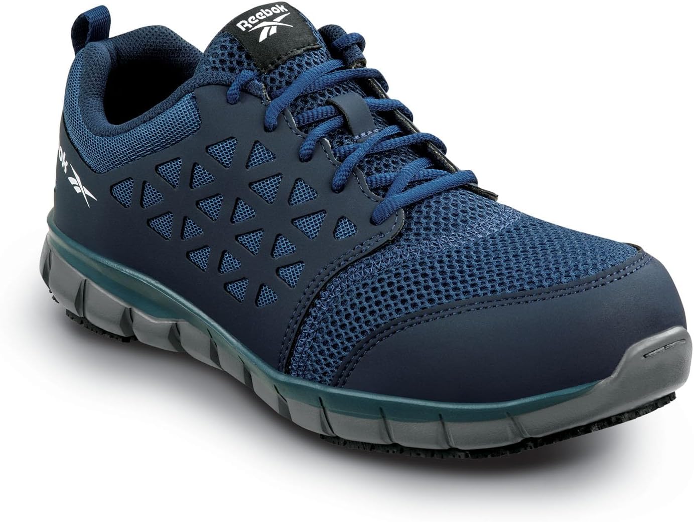 Мужские кроссовки Reebok Sublite Cushion Work MaxTrax с композитным носком SRO, синий/серый/темно-синий — фото 2