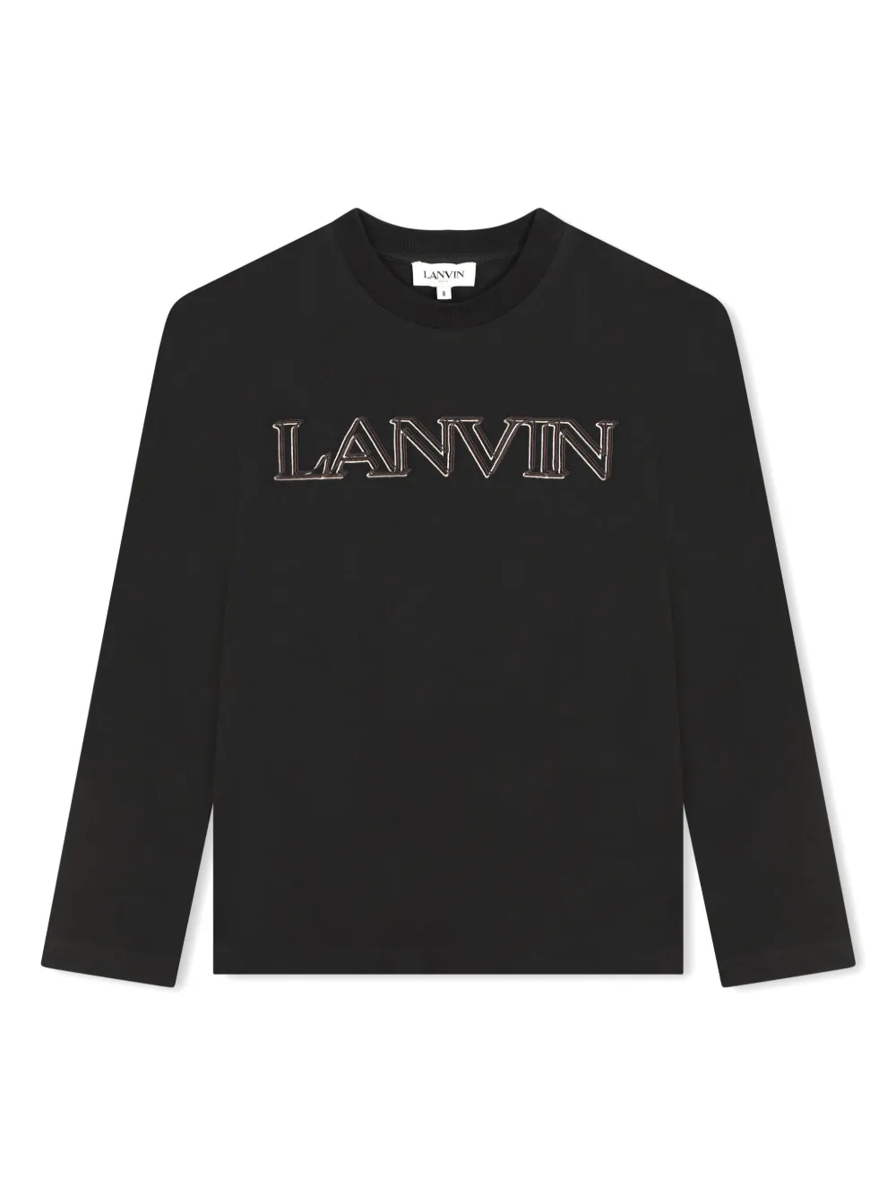 

Футболка с вышитым логотипом Lanvin Enfant, черный