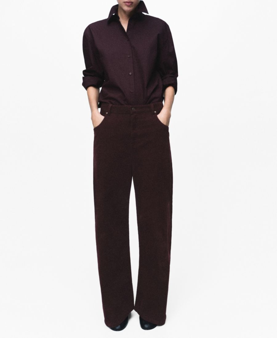 

Женские вельветовые джинсы с широкими штанинами MANGO, Wine