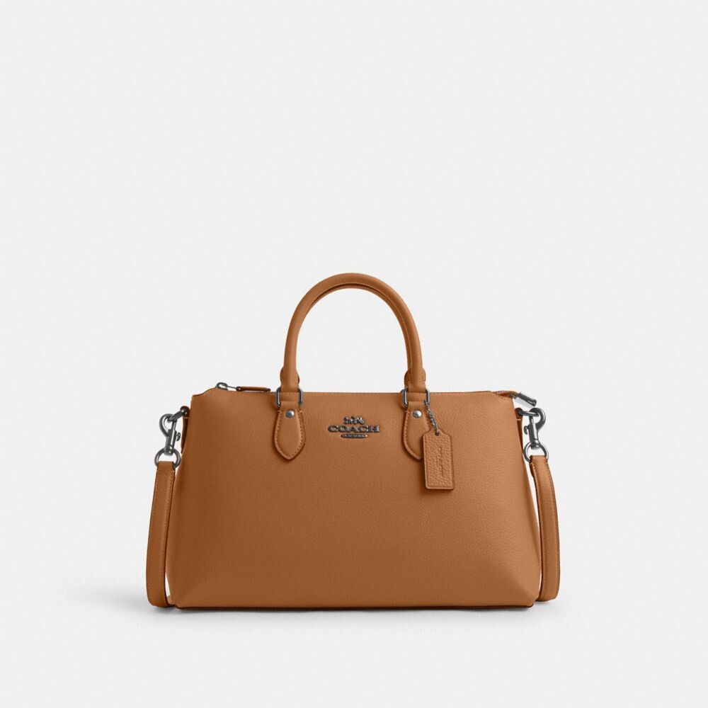

Сумка COACH Georgia Satchel, цвет Silver/Light Saddle, Серебристый, Сумка COACH Georgia Satchel, цвет Silver/Light Saddle