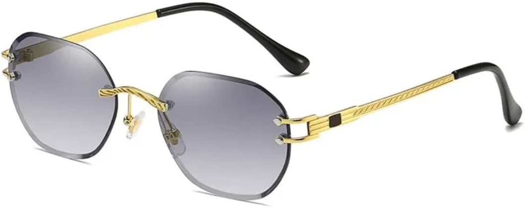 

Солнцезащитные очки с защитой от УФ-излучения UV400 | Без оправы, металлические линзы разных цветов | Для женщин и мужчин, для занятий спортом на открытом воздухе и вождения DSVIGF, Gold Gray