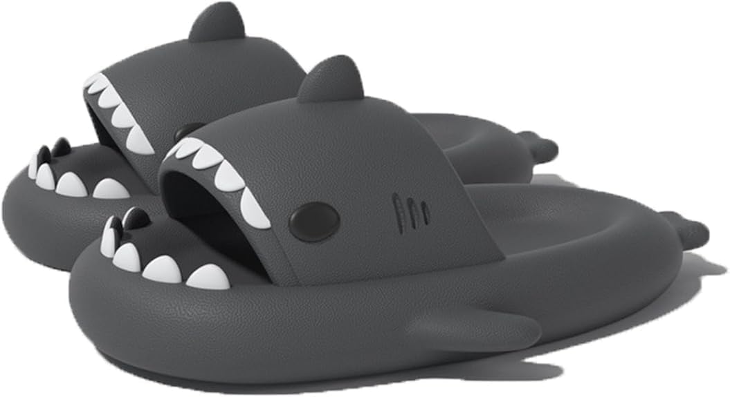 

Мужские и женские шлепанцы Glemall с акулой, забавные шлепанцы Cloud Shark, открытый носок, противоскользящие, быстросохнущие, сандалии для душа с мягкой толстой подошвой, черный