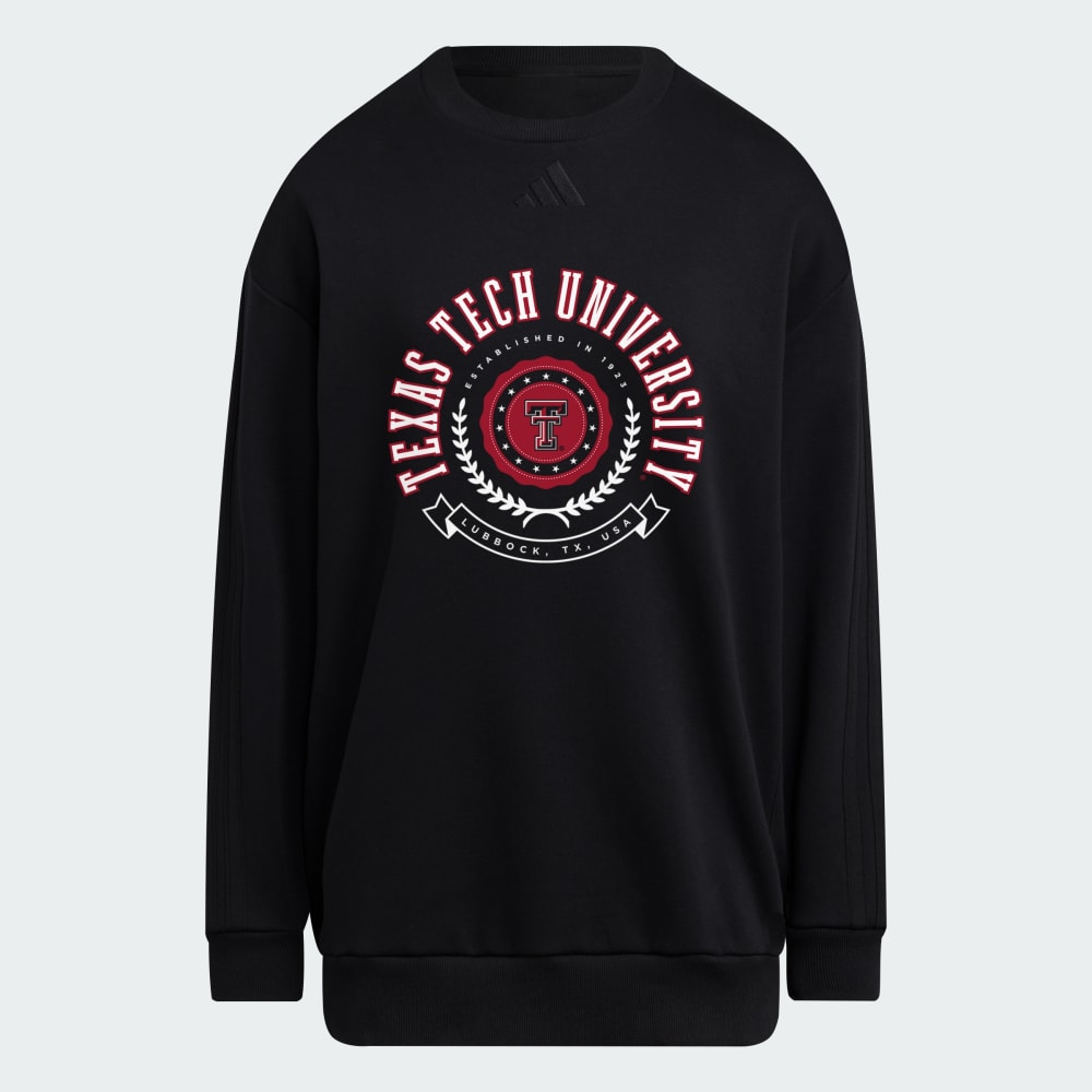 

Толстовка Adidas Texas Tech Red Raiders Women's Exclusive 3-Stripes Oversized Crew, цвет Black/Ncaa-Txt-7tb