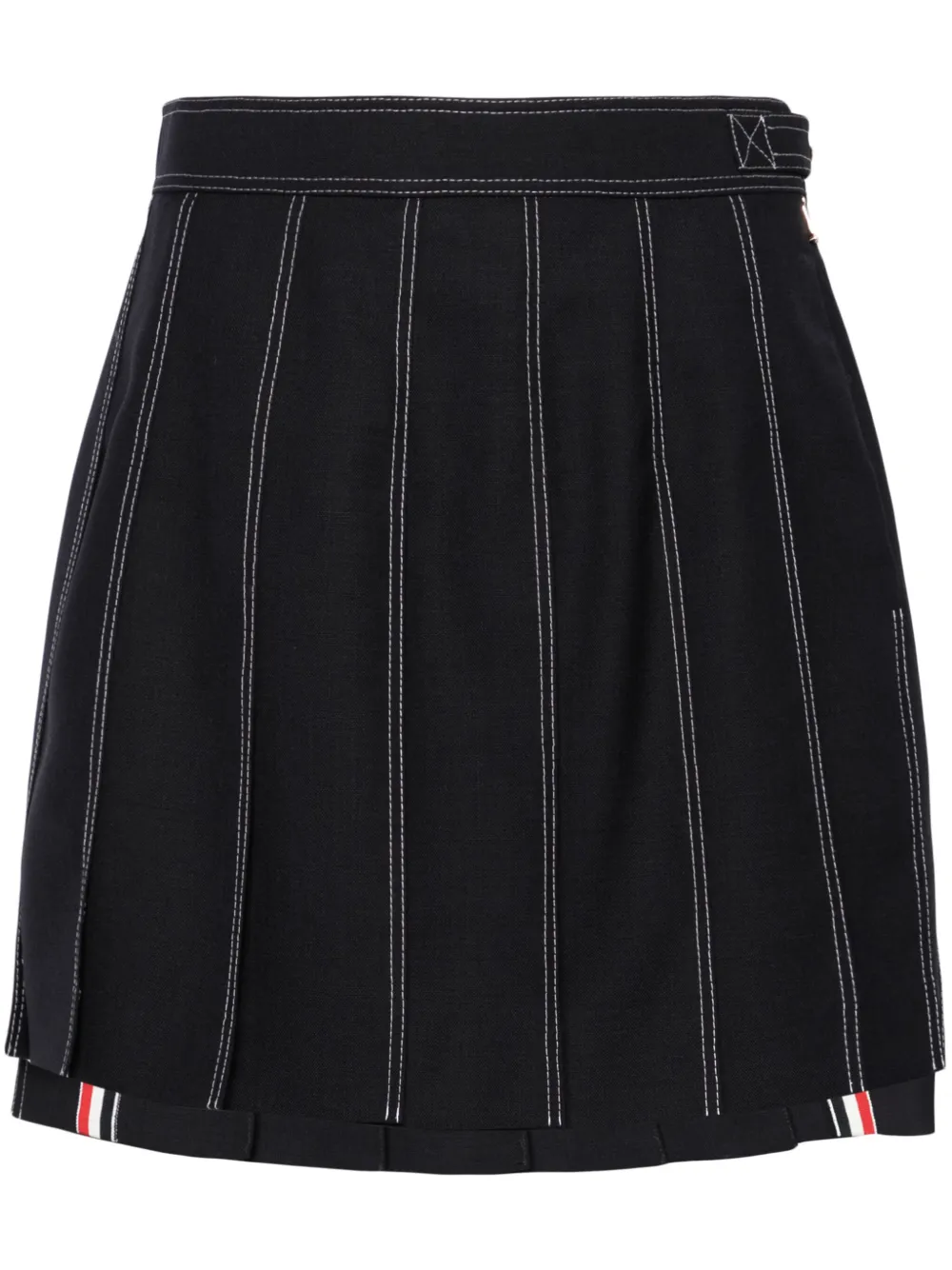 

Полосатая мини-юбка со складками THOM BROWNE, синий