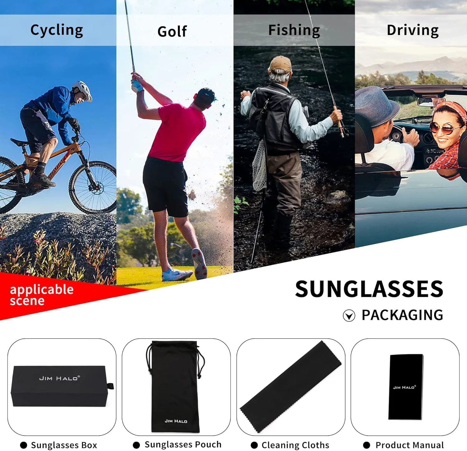 

Поляризованные солнцезащитные очки-авиаторы JIM HALO для мужчин и женщин, большие пластиковые очки для вождения, Matte Black Frame / Polarized Green Lens