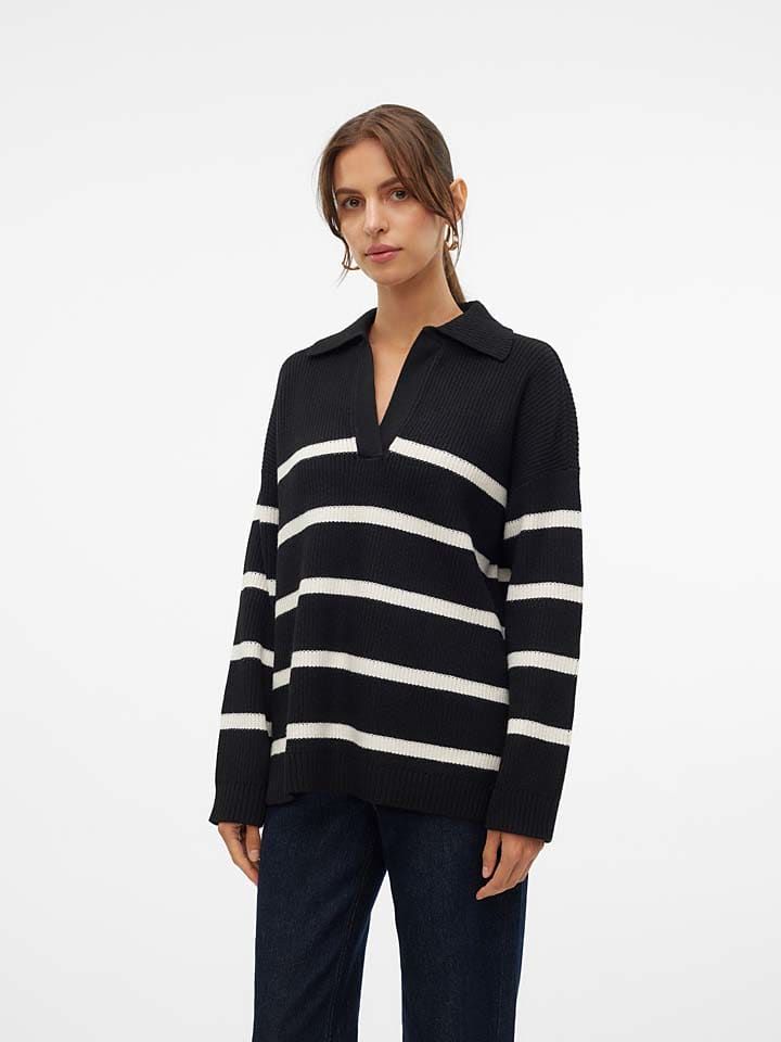 

Пуловер Vero Moda Pullover Luna, черный/белый