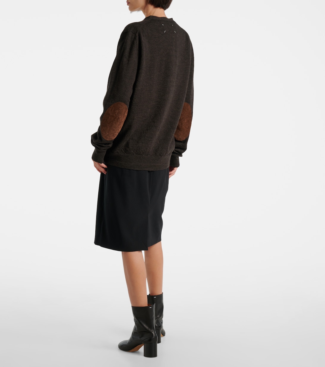 Шерстяной кардиган Four Stitches Maison Margiela, темно-коричневый — фото 3