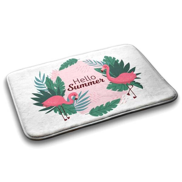 

Коврик для ванной Tulup Flamingos Vögel, 90x1x90 см, белый