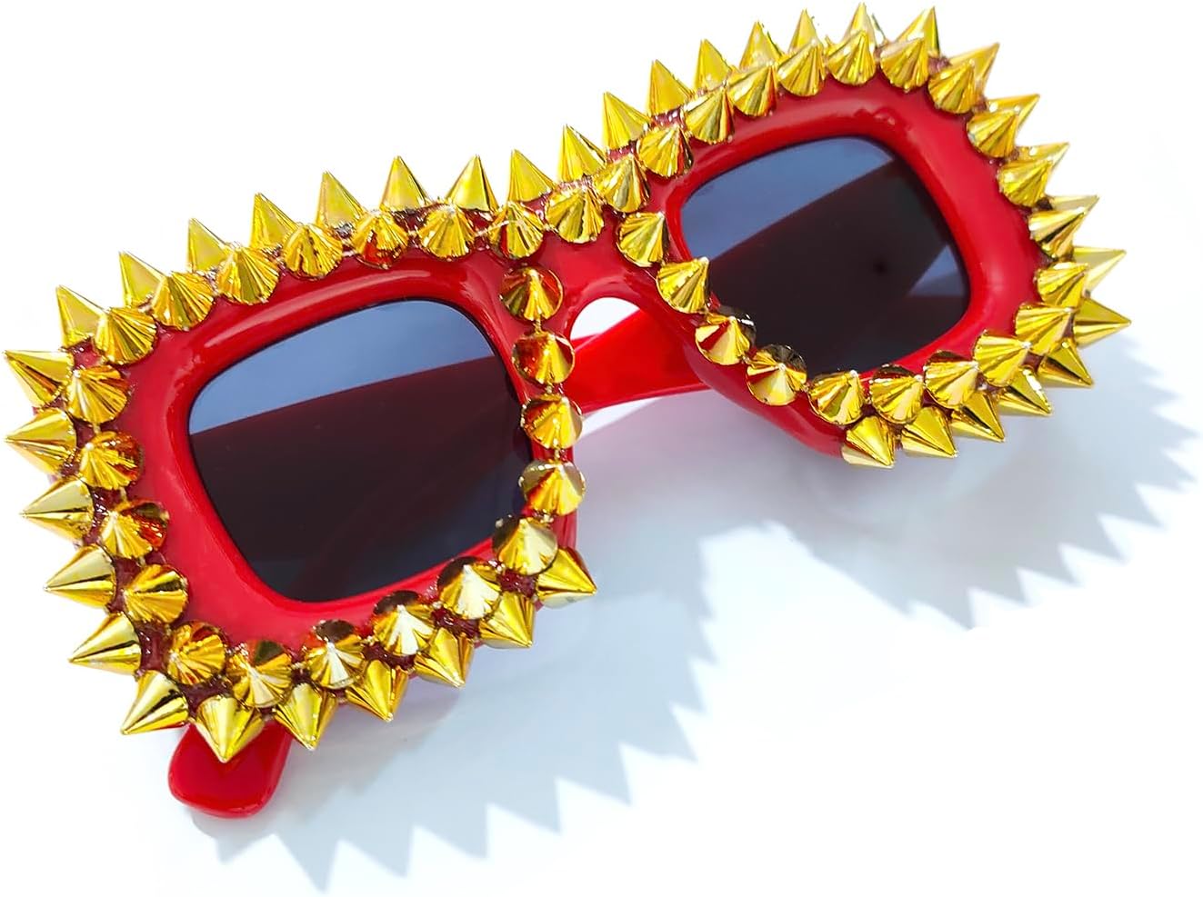 

Солнцезащитные очки Laureles Oversized Square Rivet Y2K для женщин, черные с красными заклепками, для мужчин, в стиле панк, для путешествий и отдыха на природе, L17, C1