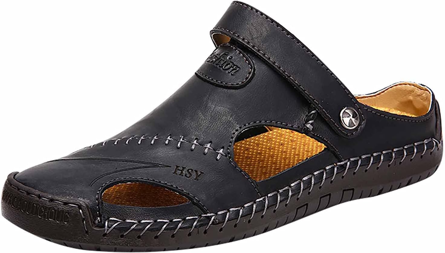 

Летние сандалии для мужчин 2025 года, ретро, с закрытым носком, пляжные сандалии, с вырезами, спортивные сандалии без застежки, римские повседневные туфли, обувь для отпуска Generic, черный