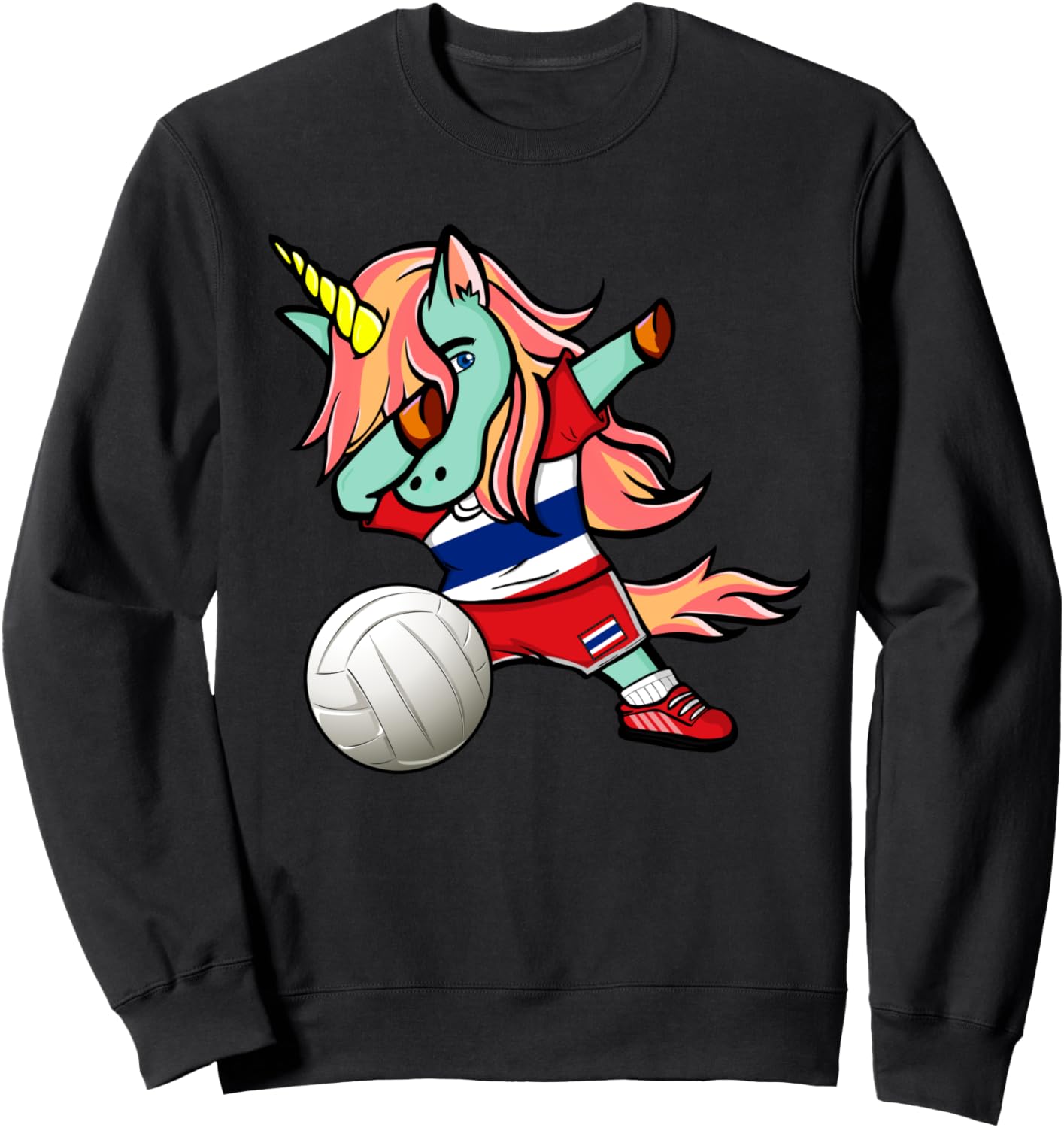 

Милый танцующий единорог, тайская волейбольная команда, тайский флаг - толстовка для любителей спорта из Таиланда, болельщиков волейбола Teeisle Thailand Volleyball, черный