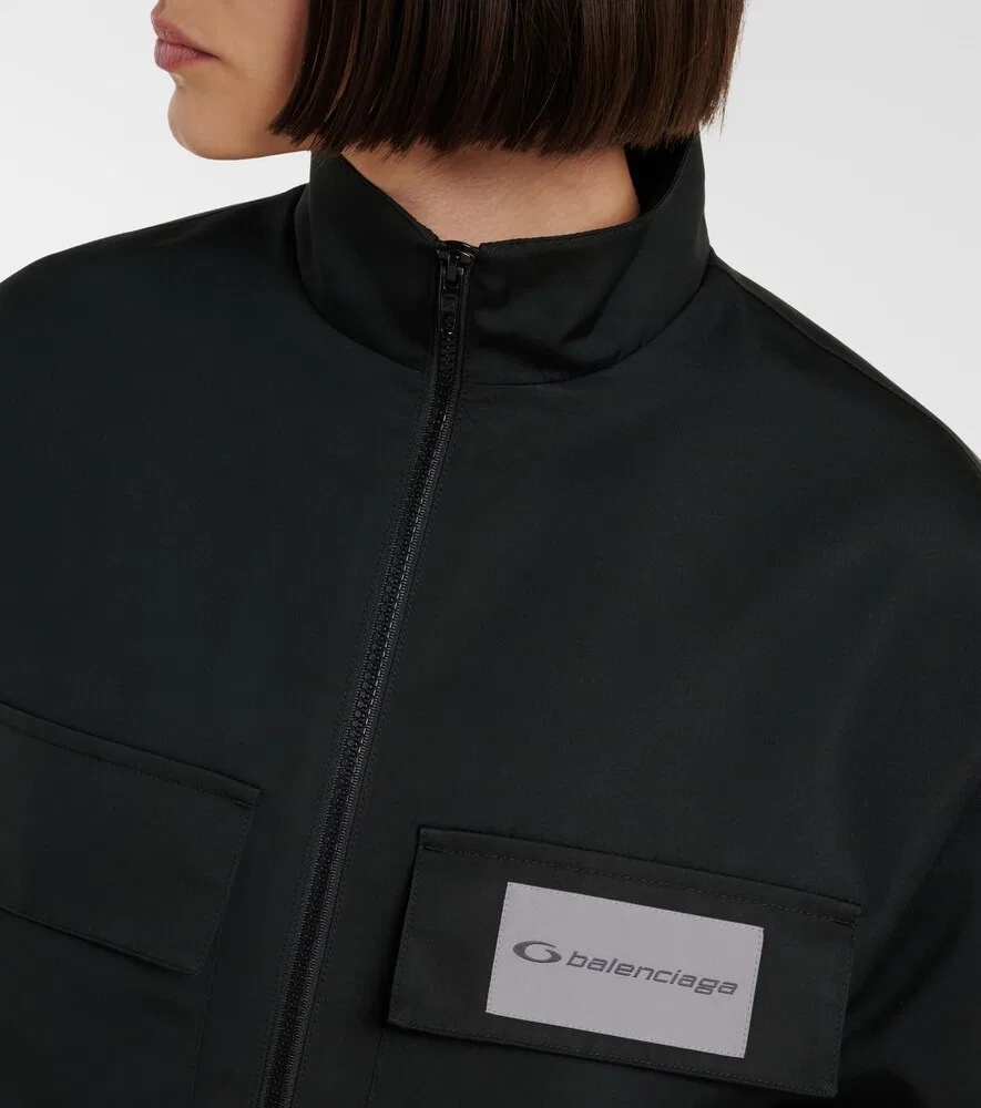 Укороченная спортивная куртка из технической ткани Balenciaga, черный — фото 3