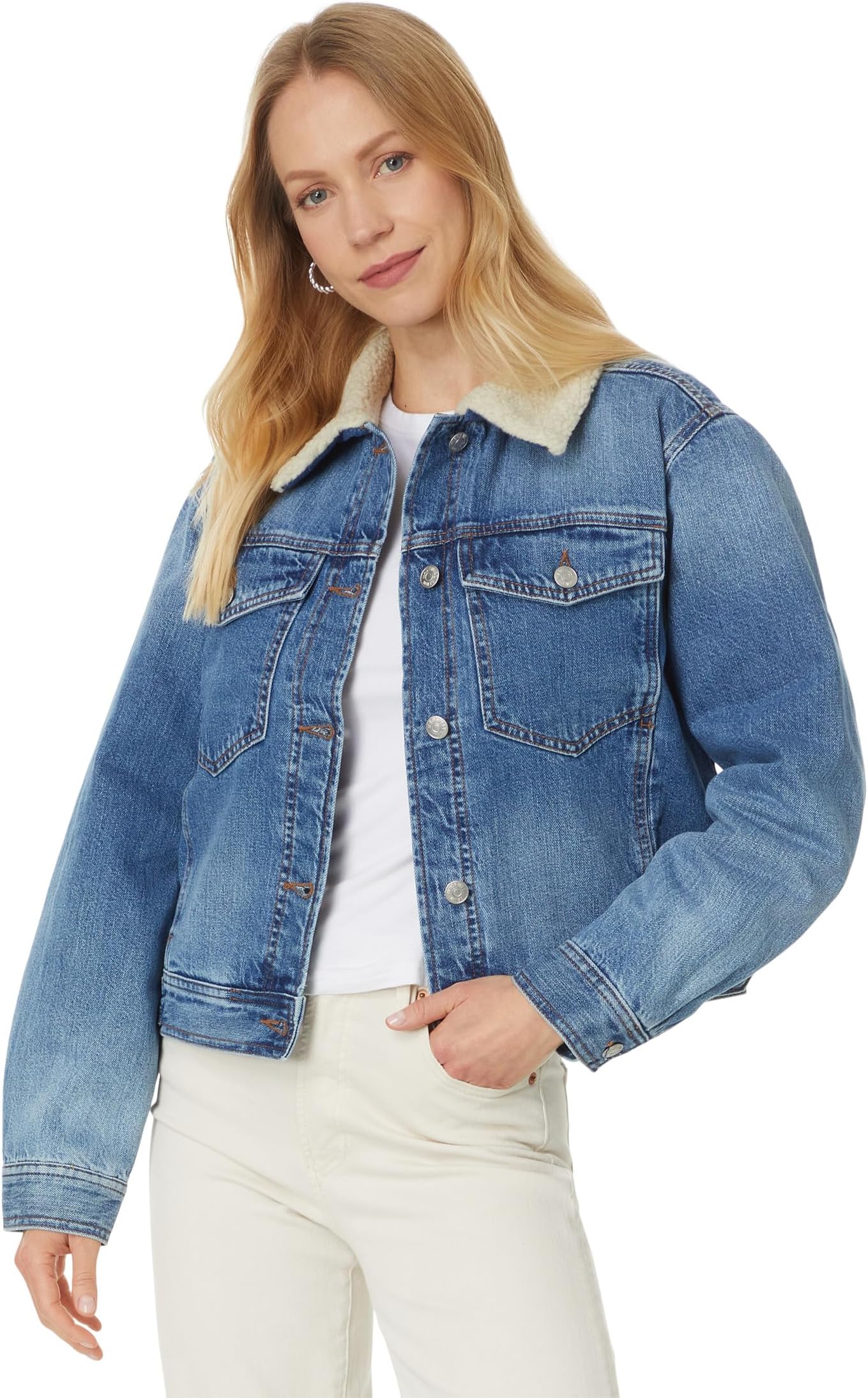 

Куртка Madewell Denim Sherpa Jacket, цвет Lanesboro Wash