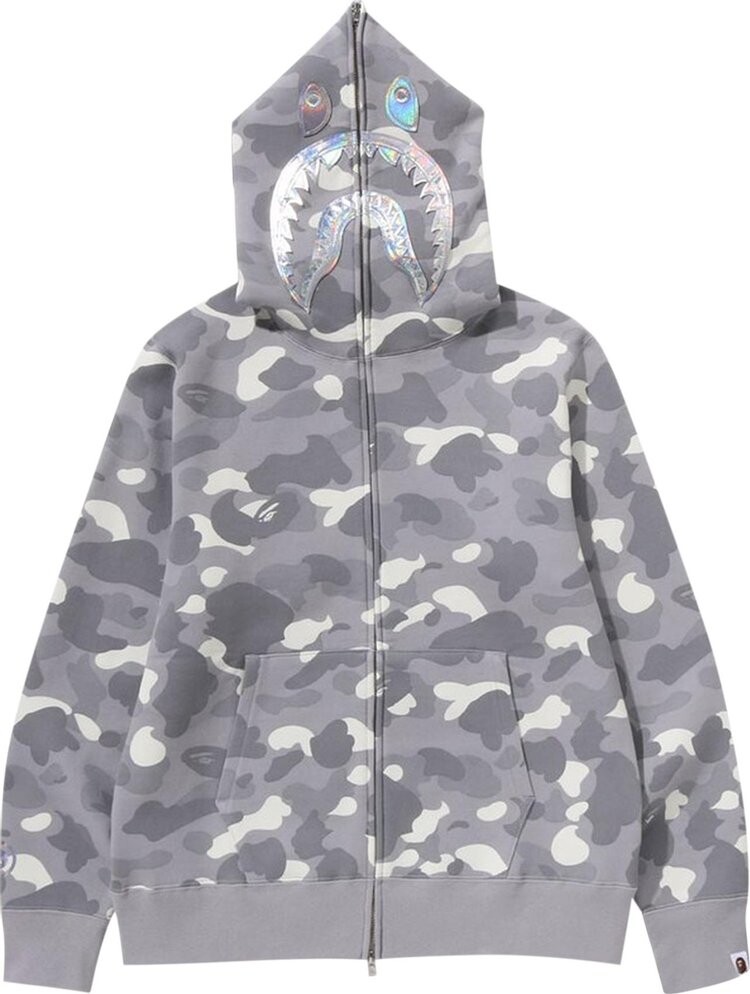 

Худи BAPE City Camo Shark Full Zip 'Grey', серый