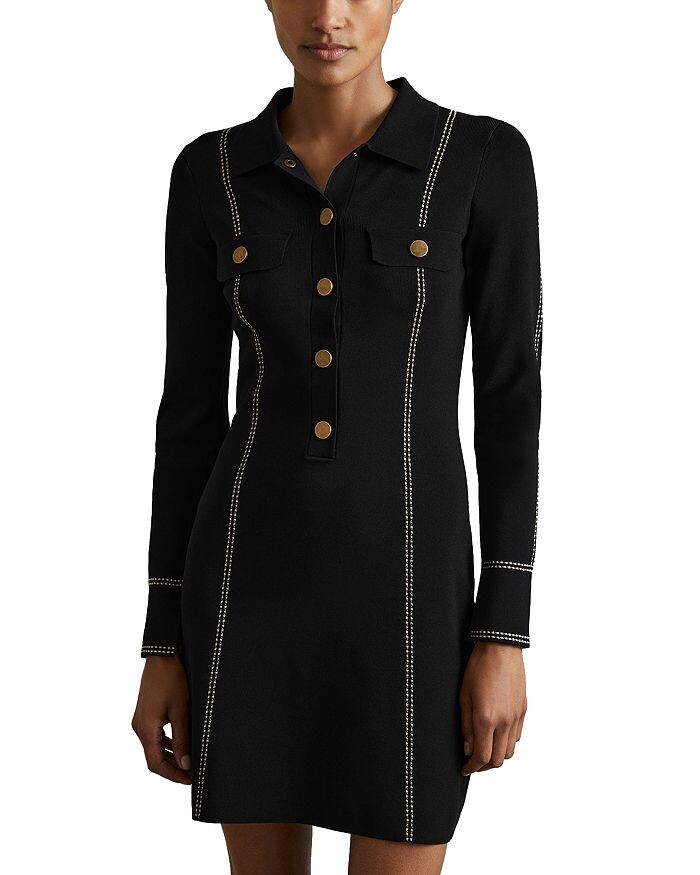 

REISS Edena практичное трикотажное платье, черный