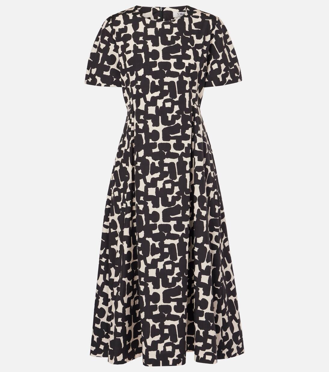 

Платье миди из хлопкового поплина с принтом «Каллас» 'S Max Mara, цвет ecru nero