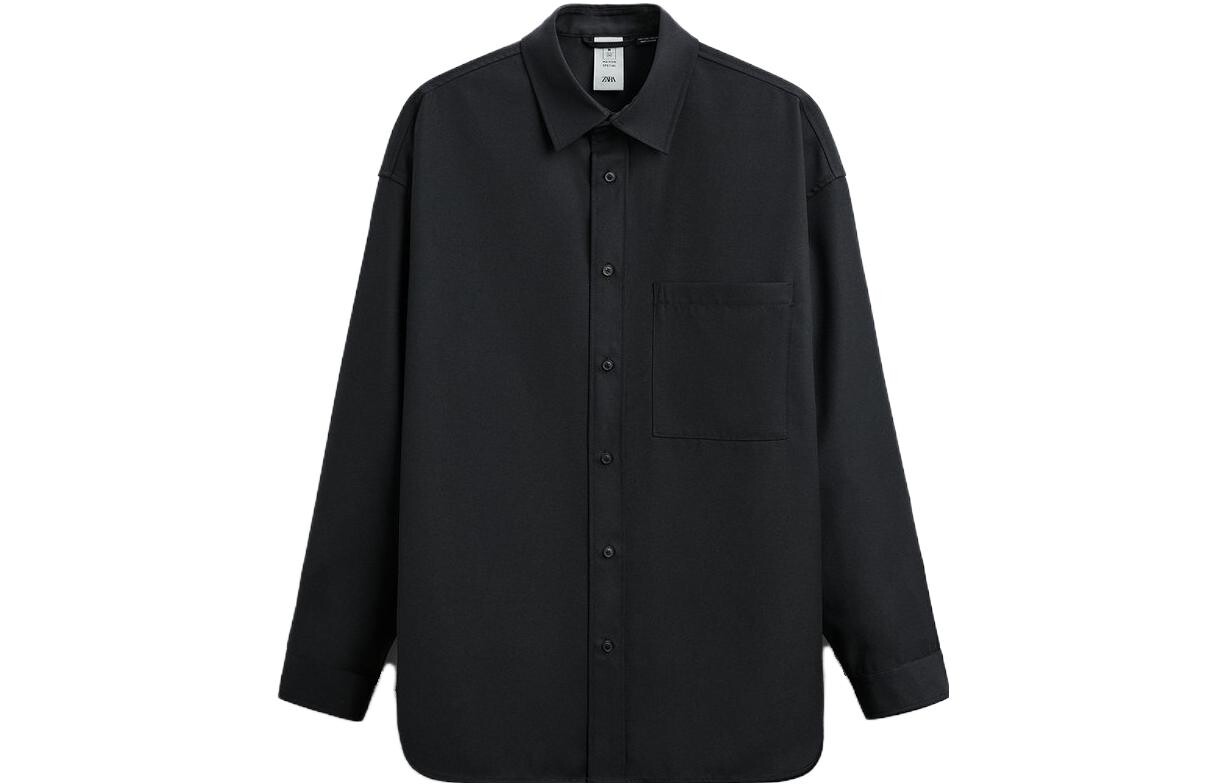 

Рубашка мужская черная Zara, черный