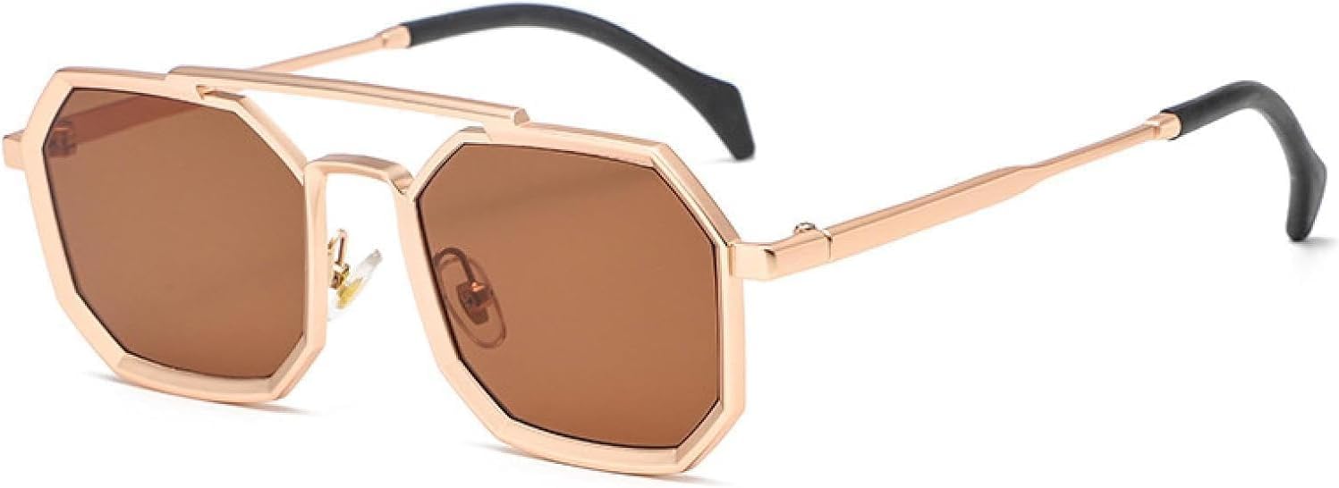 

Солнцезащитные очки с двойной перемычкой для женщин, металлическая оправа, зеркальные линзы, защита от УФ-излучения UV400, солнцезащитные очки для мужчин в стиле панк MTZJH, One Color