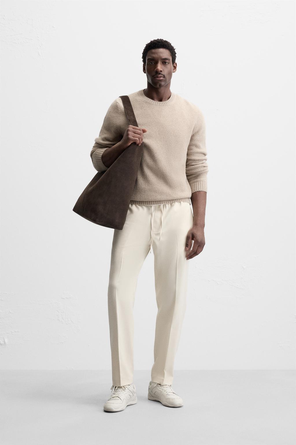 

Брюки jogger comfort fit с заниженной поясом ZARA, экрю