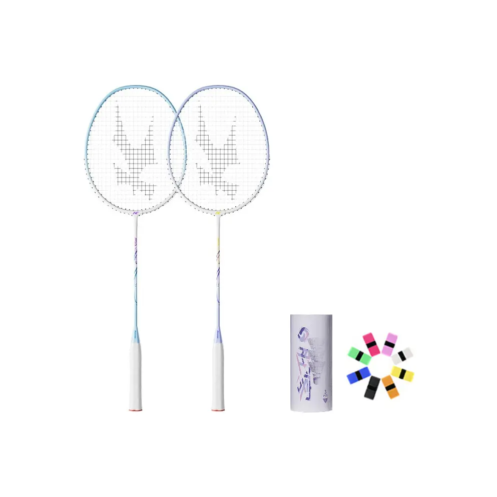 

Ракетки для бадминтона LiNing x Kason F1000T. Тип управления: универсальный, защита, начальный уровень, унисекс, 2U/G5., glacier синий/ice синий