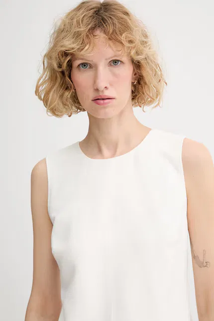 Блуза на бретелях из вискозы Calvin Klein, бежевый — фото 4