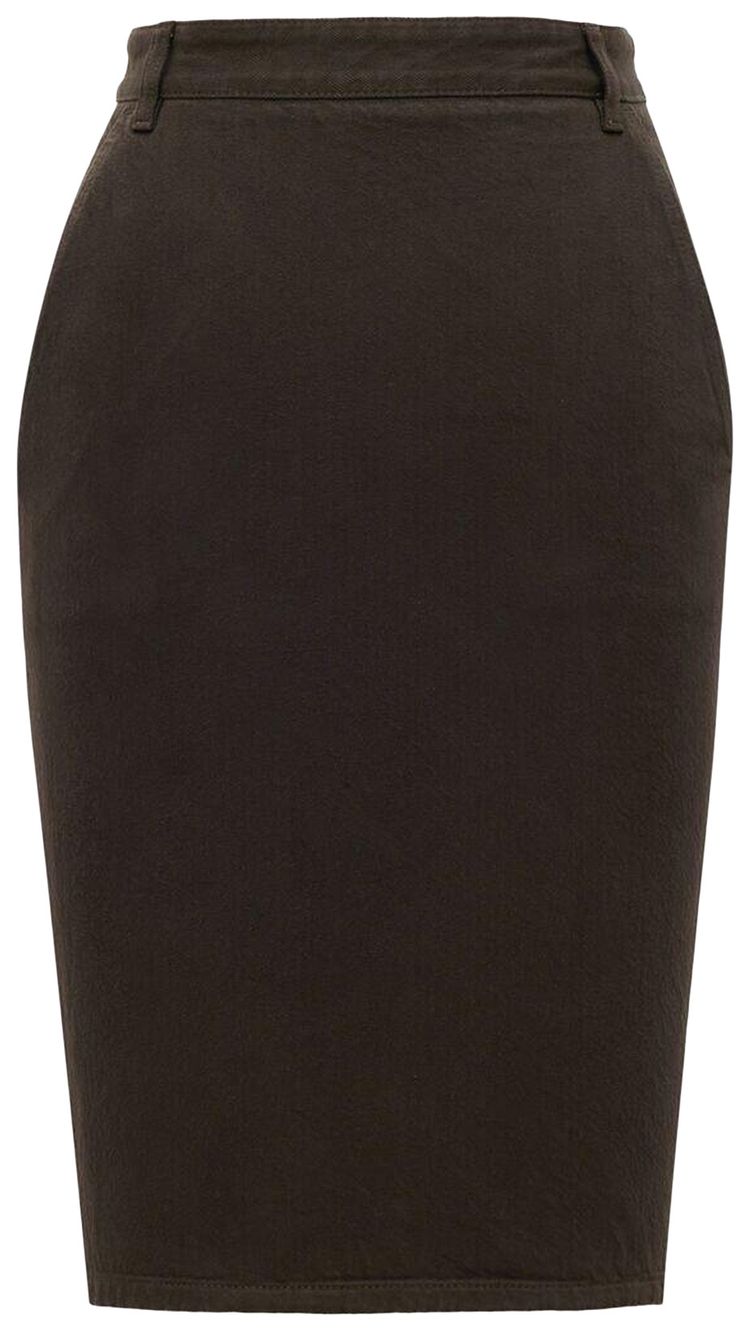 

Юбка Saint Laurent с разрезом на спине, темно-коричневая