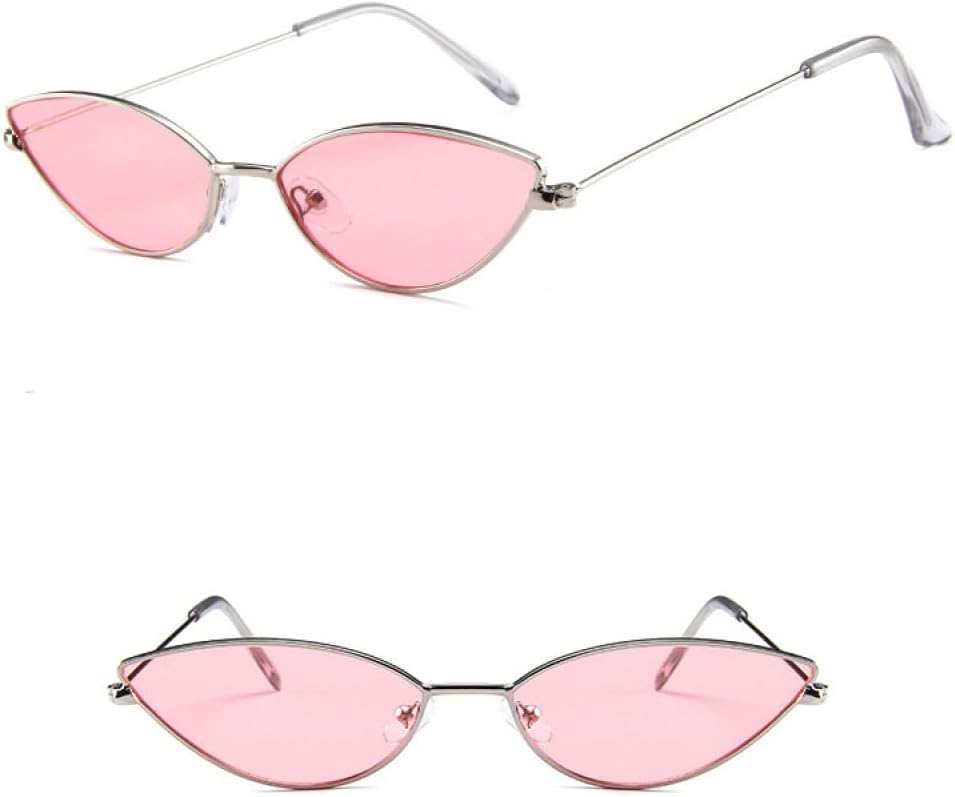 

Металлические узкие очки, серебристые зеркальные треугольные солнцезащитные очки для женщин, винтажные крошечные солнцезащитные очки «кошачий глаз» generic, Silver Pink
