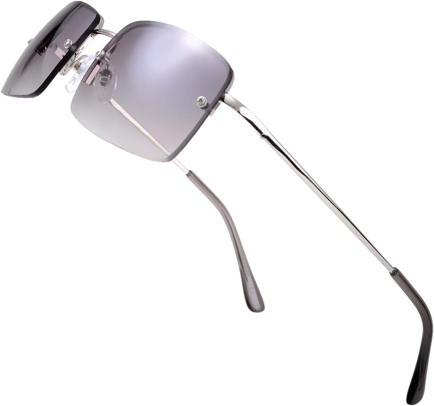 

Солнцезащитные очки Fresh Minimalist Small Rectangular Sunglasses Clear Eyewear Spring Hinge - Gift Box Package (303-Silver, Gradient Grey, 57) в минималистичном стиле, маленькие, прямоугольные The Fresh, 303-silver, Gradient Grey