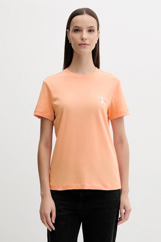 

Хлопковая футболка Calvin Klein Jeans, оранжевый