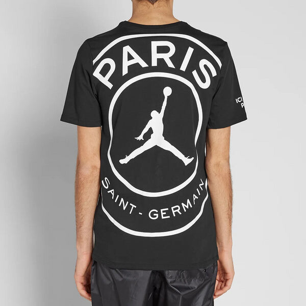 Футболка Air Jordan X PSG Crossover Paris Saint-Germain jump man Large LOGO Short Sleeve Black, черный — фото 4